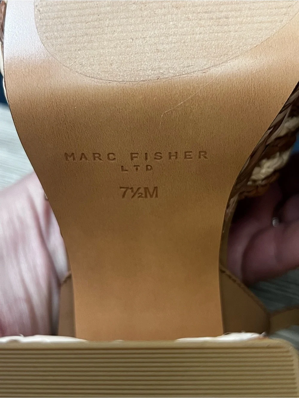 NEW!!! Marc Fisher Juliey Tan and Cream Braided Platform Sandals